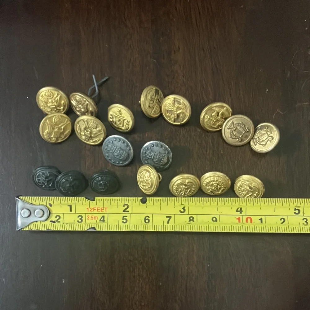Lot of Vintage Military Buttons Brass & Black